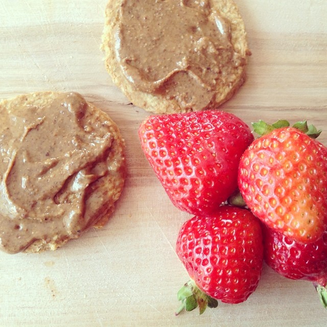 Strawberries and Almond Butter Snack idea for the new year
